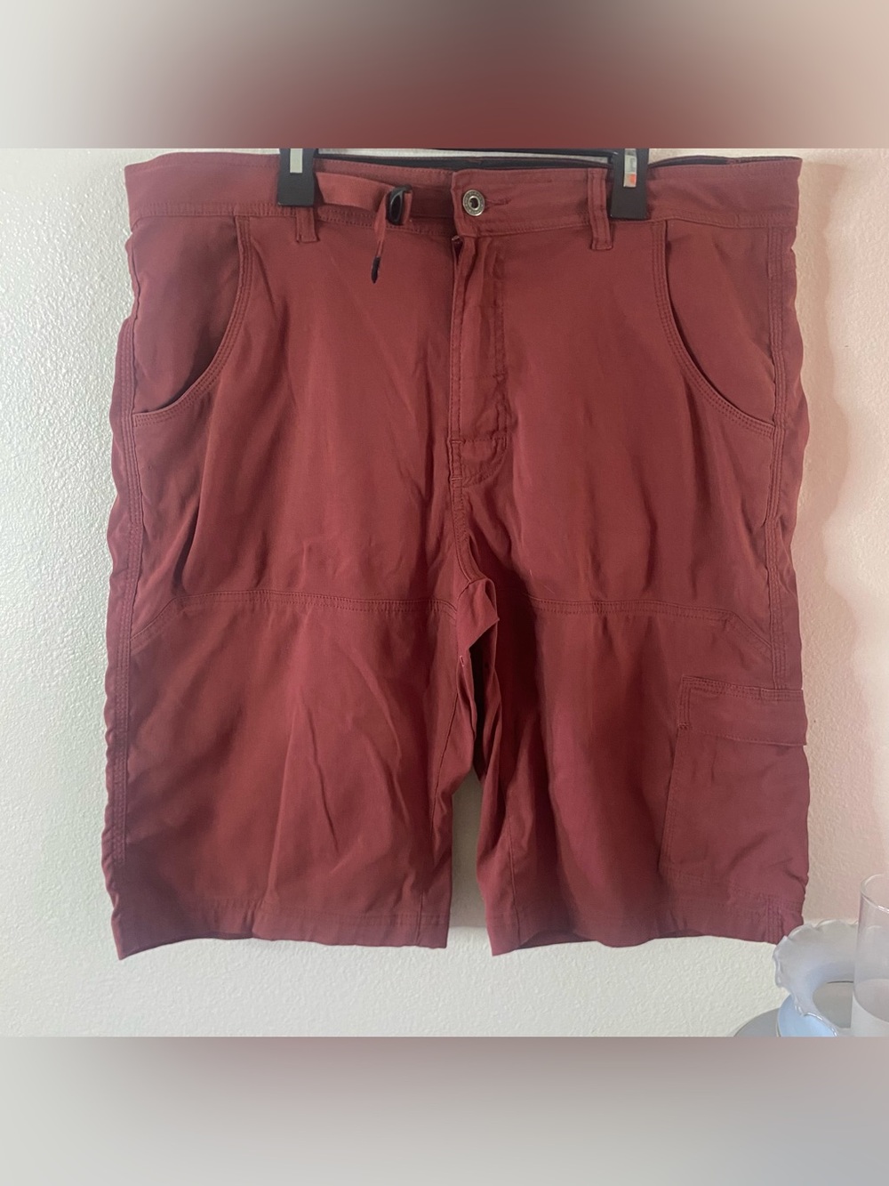 Prana Classic Rust Red Cargo Shorts Mens Size L Large